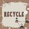 Text showing inspiration Recycle. Concept meaning process of converting waste materials into new materials and objects