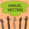 Text sign showing Annual Meeting. Conceptual photo Yearly Company Assembly Business Conference Report Event.