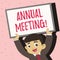 Text sign showing Annual Meeting. Conceptual photo Yearly Company Assembly Business Conference Report Event.