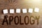 Text sign showing Apology. Word for a written or spoken expression of one s is regret remorse or sorrow Stack of Sample