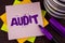 Text sign showing Audit. Conceptual photo Local company auditors perform their financial investigation annually written on Sticky