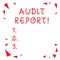 Text sign showing Audit Report. Conceptual photo Written opinion of an auditor about companys financial status Red