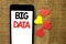 Text sign showing Big Data. Conceptual photo Huge Data Information Technology Cyberspace Bigdata Database Storage written on Cardb