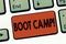 Text sign showing Boot Camp. Conceptual photo Military training camp for new recruits Harsh discipline Fitness