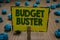 Text sign showing Budget Buster. Conceptual photo Carefree Spending Bargains Unnecessary Purchases Overspending Clothespin holding
