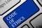 Text sign showing Code Of Ethics. Conceptual photo Moral Rules Ethical Integrity Honesty Good procedure Keyboard blue key Intentio
