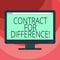 Text sign showing Contract For Difference. Conceptual photo contract between an investor and an investment bank Blank Computer