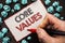 Text sign showing Core Values. Conceptual photo Principles Ethics Conceptual Accountability Code Components written by Man Holding