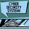 Text sign showing Cyber Security System. Conceptual photo Techniques of protecting computers from hacking Car with Fast