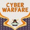Text sign showing Cyber Warfare. Business showcase Virtual War Hackers System Attacks Digital Thief Stalker Woman