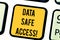 Text sign showing Data Safe Access. Conceptual photo protective privacy measures applied prevent unauthorized Keyboard