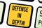 Text sign showing Defense In Depth. Conceptual photo arrangement defensive lines or fortifications defend others