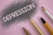 Text sign showing Depression. Conceptual photo Work stress with sleepless nights having anxiety disorder written on Pink backgroun