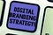 Text sign showing Digital Branding Strategy. Conceptual photo develop a brand over a range of digital venues Keyboard key