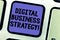 Text sign showing Digital Business Strategy. Conceptual photo Plan for maximizing the business benefits Keyboard key Intention to