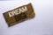 Text sign showing Dream Big. Conceptual photo Motivation Plan Aim Dream Vision Strategy Challenge Idea written on tear Cardboard P