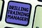 Text sign showing Drilling Training Manager. Conceptual photo Give the staff the understanding drilling process Keyboard key