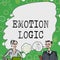 Text sign showing Emotion Logic. Business idea Heart or Brain Soul or Intelligence Confusion Equal Balance Team Members