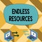 Text sign showing Endless Resources. Conceptual photo Unlimited supply of stocks or financial assistance Exchange Arrow