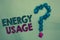 Text sign showing Energy Usage. Conceptual photo Amount of energy consumed or used in a process or system Crumpled papers forming