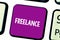 Text sign showing Freelance. Conceptual photo selfemployed hired to work for different companies on assignments Keyboard