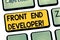 Text sign showing Front End Developer. Conceptual photo computer programmer codes and creates visual elements Keyboard