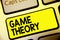 Text sign showing Game Theory. Conceptual photo branch of mathematics concerned with analysis of strategies Keyboard yellow key In