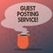 Text sign showing Guest Posting Service. Conceptual photo act of contributing a post to other blogger s is website Mug