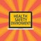 Text sign showing Health Safety Environment. Conceptual photo Environmental protection and safety at work Laptop Monitor Personal