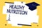 Text sign showing Healthy Nutrition. Conceptual photo eating a healthy and nutritional food Balanced diet