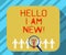 Text sign showing Hello I Am New. Conceptual photo Introducing yourself to unknown showing newbie in the team Magnifying