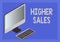 Text sign showing Higher Sales. Internet Concept The average sold products and services of a company has grown Monitor