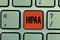 Text sign showing Hipaa. Conceptual photo Acronym stands for Health Insurance Portability Accountability