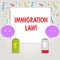 Text sign showing Immigration Law. Conceptual photo National Regulations for immigrants Deportation rules.