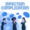 Text sign showing Infection Complication. Concept meaning unwanted reaction resulted from an immunosuppression