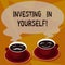 Text sign showing Investing In Yourself. Conceptual photo Learning new skill Developing yourself professionally Sets of