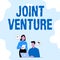 Text sign showing Joint Venture. Word for Collaboration Arrangement Parties Partnership Team Partners Sharing New Ideas