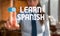 Text sign showing Learn Spanish. Conceptual photo Translation Language in Spain Vocabulary Dialect Speech Blurred woman