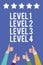 Text sign showing Level 1 Level 2 Level 3 Level 4. Conceptual photo Steps levels of a process work flow Men women hands thumbs up