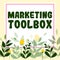 Text sign showing Marketing Toolbox. Business overview Means in promoting a product or services Automation