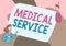 Text sign showing Medical Service. Business concept treat illnesses and injuries that require medical response Lady