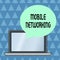 Text sign showing Mobile Networking. Conceptual photo Communication network where the last link is wireless Round Shape
