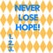 Text sign showing Never Lose Hope. Conceptual photo Be positive optimistic have motivation to keep going Harlequin