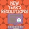 Text sign showing New Year S Resolutions. Conceptual photo Goals Objectives Targets Decisions for next 365 days.