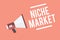 Text sign showing Niche Market. Conceptual photo Subset of the market on which specific product is focused Megaphone loudspeaker p