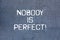 Text sign showing Nobody Is Perfect. Conceptual photo used to say that everyone makes mistakes even you Brick Wall art