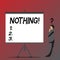 Text sign showing Nothing. Conceptual photo Not anything No single thing or value Absence of progress Blank Businessman