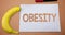 Text sign showing Obesity. Conceptual photo Medical condition Excess of body fat accumulated Health problem Small paper drawing li