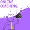 Text sign showing Online Coaching. Conceptual photo Learning from online and internet with the help of a coach Outline