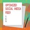 Text sign showing Optimized Social Media Feed. Conceptual photo Search engine optimization digital feeds Stack of Blank